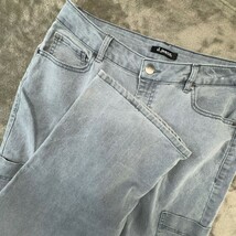 d. jeans Womens Size 12 Blue Gray Denim Mid Rise Crop Cargo Pants - $37.99