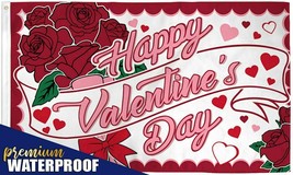 Happy Valentines Day Flag 3x5 Valentine&#39;s Day Roses V-day Vday Roses House Flag - £10.97 GBP