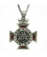 Knights Templar Silver Cross Pendant with Chain Handcrafted Soldiers of ... - $184.20