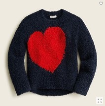 New Crewcuts Girl Navy Red Heart Crew Neck Long Sleeve Cozy Textured Sweater 4 5 - £21.35 GBP