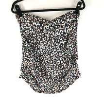 Isabel Maternity Tankini Top Molded Cups Leopard Print Ruched Brown Black L - £15.14 GBP