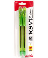 NEW Pentel RSVP Colors Ballpoint Pen 1.0mm LIME GREEN Ink 2-Pack BK91CRB... - £4.07 GBP