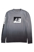 American Eagle Grey Long Sleeve Ombre Fade Dip-Dye Graphic T-Shirt, XS 3... - £18.46 GBP