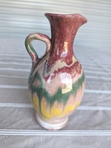 Antique 1930&#39;s North Carolina Rainbow Art Pottery Cole Drip Glazed Pitcher Ewer - £46.97 GBP
