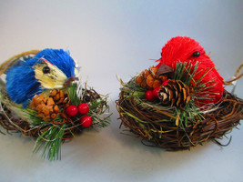 Kurt Adler Set of 2 Holiday Christmas Ornaments Bluebird and Cardinal on... - £11.87 GBP