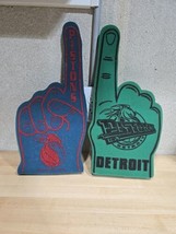 Lot 2x 90s Detroit Pistons Horse Teal Blue NBA Foam Finger Made USA WinCraft VTG - £22.17 GBP