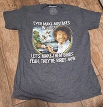 Bob Ross Tshirt men S gray pullover Ever Make Mistakes in Life? Crew neck - $5.92