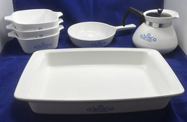 Vintage pyrex Corning Ware blue cornflower Lot Of 6.  * Pre -Owned* - £78.45 GBP