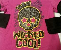 Halloween Girls Shirts Sz S 6-6X Black Pink Children Kids Wicked Cool - £8.75 GBP