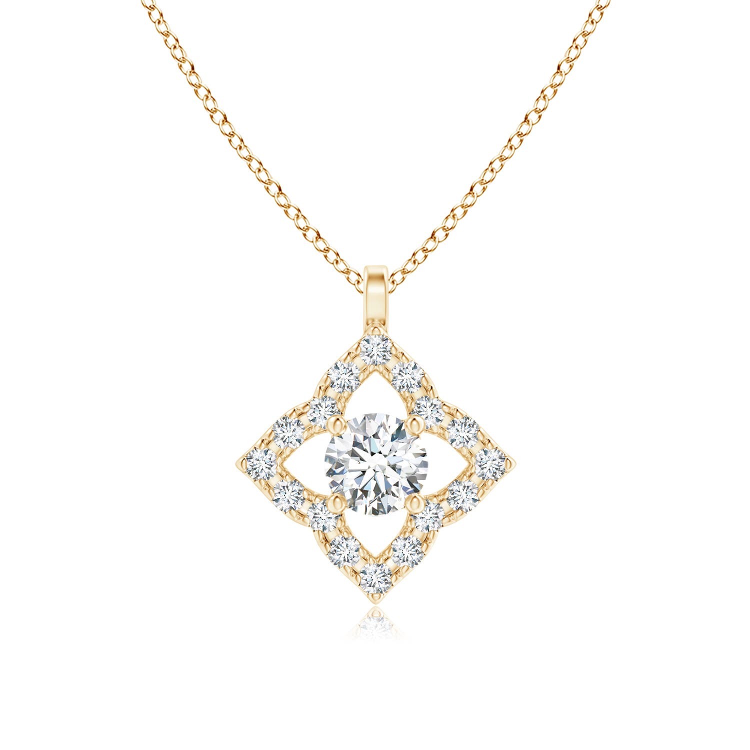 Primary image for ANGARA Lab-Grown 0.18 Ct Diamond Clover Pendant Necklace in 14K Solid Gold