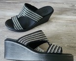 Skechers \Luxe Foam Rumble On Bling Gal Wedge Slides Sandals Black Ladie... - $37.51