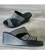 Skechers \Luxe Foam Rumble On Bling Gal Wedge Slides Sandals Black Ladie... - £29.50 GBP
