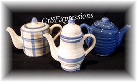  Country Living~Set Of 3 Miniature Decorative Teapots - £10.19 GBP