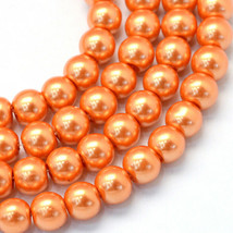 216 Glass Pearls Orange Beads 4mm BULK Double Strand 32&quot; Wholesale Supplies - £3.34 GBP