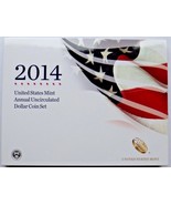 2014 US MINT ANNUALUNC DOLLAR SET INCLUDING SILVER EAGLE COIN - $1,930.14 MXN