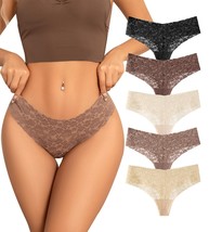 SHARICCA Women Seamless High Waist Underwear Sexy Floral Lace Thong Soft... - $17.00