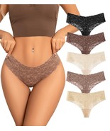 SHARICCA Women Seamless High Waist Underwear Sexy Floral Lace Thong Soft... - $23.09 CAD