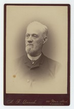 Antique c1880s Cabinet Card Handsome Man With Tall Collar &amp; Beard Worcester, MA - £9.54 GBP