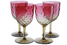 c1890 Amberina Art Glass Goblet set of 4 - £178.48 GBP