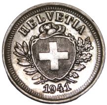 Switzerland Rappen, 1941 Gem Unc~Original Mint Luster~Last Year Ever~Fre... - $6.85