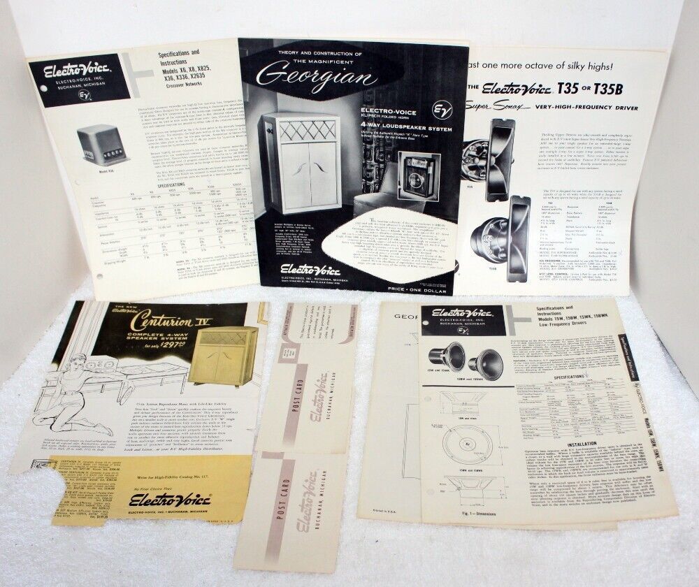 Electro-Voice Georgian / Centurion Speaker  Brochures ~ Plans / Specs 15... - $39.99