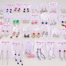 Fashion 30pairs/Lot Cute Crystal Mixed Dangle Drop Earrings For Women Best Gift  - £30.02 GBP