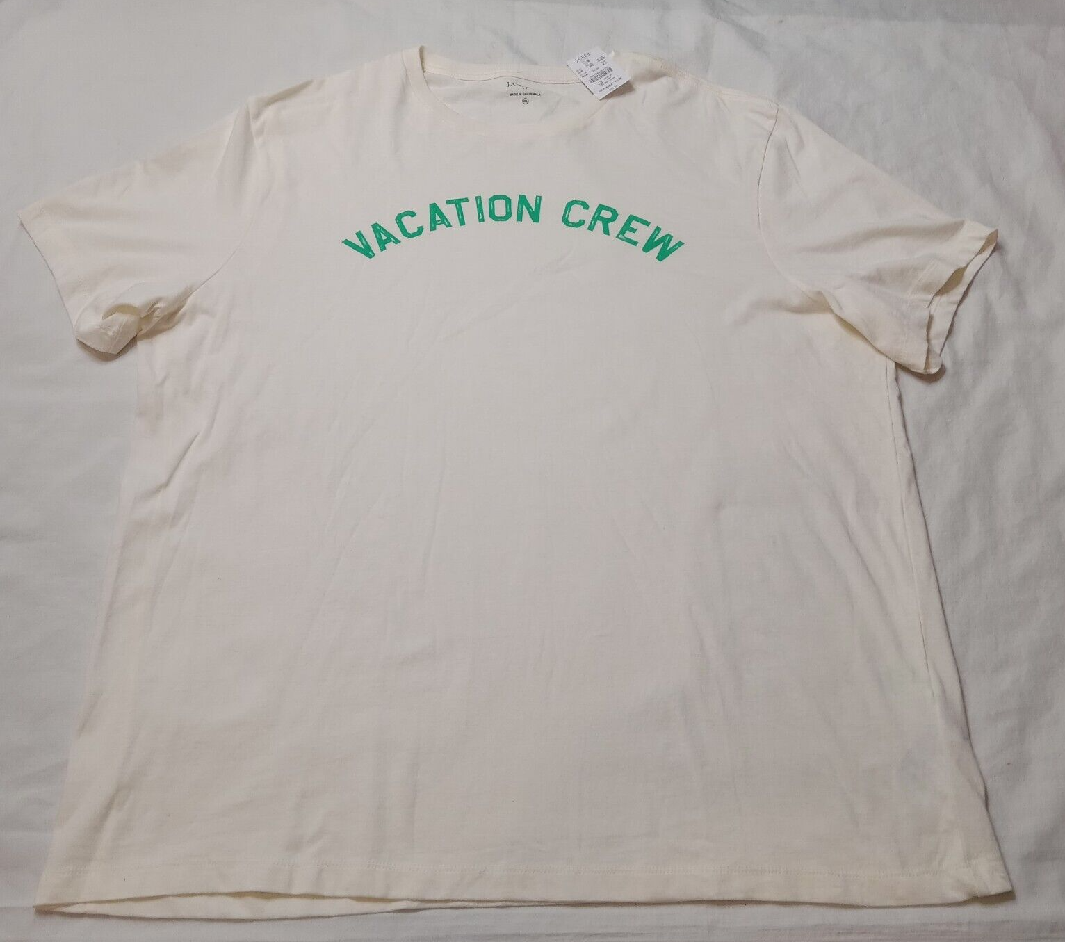 NWT J. Crew Men's Size 2XL White Vacation Crew Short Sleeve 100% Cotton T-Shirt - £17.00 GBP
