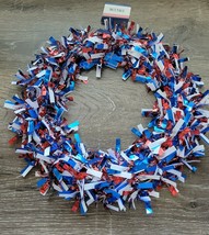 Red White &amp; Blue Patriotic Tinsel Wreath 11&quot;. BRAND NEW-SHIPS N 24 HOURS - £10.52 GBP