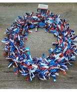 Red White &amp; Blue Patriotic Tinsel Wreath 11&quot;. BRAND NEW-SHIPS N 24 HOURS - £10.56 GBP