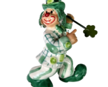 Vintage Porcelain Green White Happy Irish Clown Cloverleaf Decoration 4&quot;... - $15.99