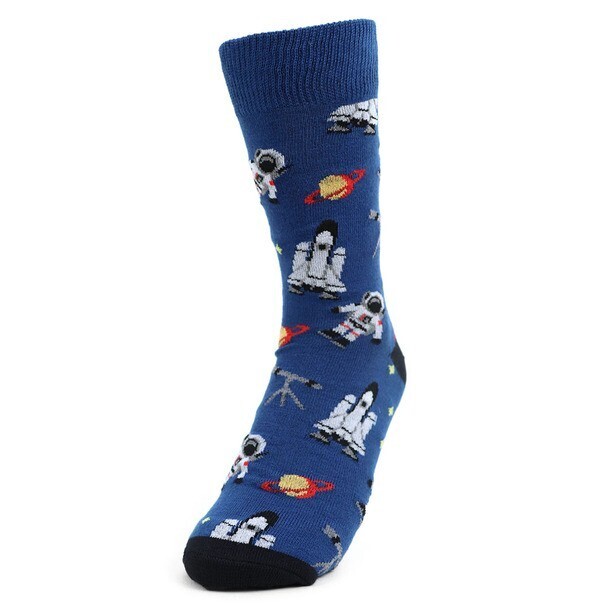 Men's Astronaut Socks Blue Black Gift for Him Dress Socks  Planets Rocket New Item image 2