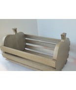 Wooden Apple Basket Magazine Holder Slatted Book Bin Cottage Fall Farm D... - $24.00
