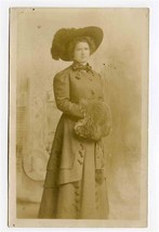 Hazel Dell Perry Real Photo Postcard Plano Illinois 1909 Fancy Coat Hat Fur Muff - £14.07 GBP