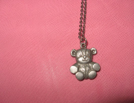 1982 Spooniques Pewter Teddy Bear Necklace, Original Chain - £5.49 GBP