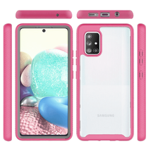 Durable Sturdy Shockproof Heavy Duty Bumper Case CLEAR/PINK For Samsung A51 5G - £6.21 GBP