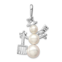 Silver FW Cultured Pearl Snowman Pendant QP792 - £67.04 GBP