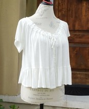 Vintage-Inspired Jersey Top by Free People, size XS, ivory color, New - £26.75 GBP