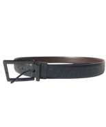 Calvin Klein Belt Size 34 36 Medium Mens Black Spell Out Vegan Leather EUC - $33.67