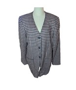 VTG Chaus Wool Mauve Gray Check Long Blazer 14 - $39.60