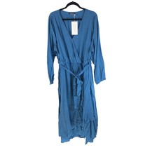 Bloomchic Womens Dress Midi V Neck Long Sleeve Belted Blue 22-24 - £19.19 GBP