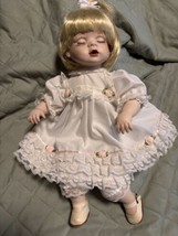 Vintage Porcelain Doll With Closed Eyes And Open Mouth - £25.73 GBP