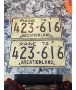 pair retired 1974 Maine License Plates Vacationland 423-616 - $19.80