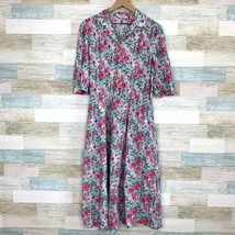 Orvis Vintage Floral Midi Shirt Dress Cinch Waist Cottagecore Casual Wom... - £59.25 GBP