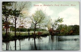 Brockton MA Scene On Marshall&#39;s Pond Massachusetts Postcard D39 - $6.95