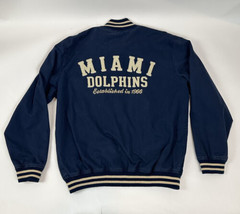 Miami Dolphins 2 Sided NFL Apparel Canvas Varsity LARGE Jacket Blue - £31.10 GBP