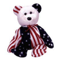 Spangle the USA Flag Bear with Pink Face Ty Beanie Baby MWMT Retired - $15.95