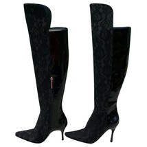 Donald Pliner Black Lace Patent Leather Boot Shoe New Over The Knee $695... - $278.00