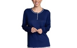 Hanes Womens Henley Top,Blue,Large - £26.12 GBP