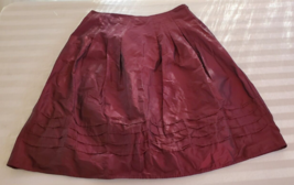 NWT J Jill Red burgundy Pleated A Line Skirt Size 10 Polyester - £19.75 GBP