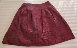 NWT J Jill Red burgundy Pleated A Line Skirt Size 10 Polyester - £19.60 GBP